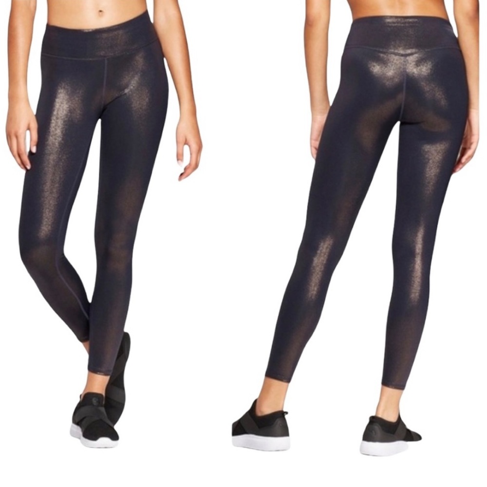 JoyLab Women’s Blue Bronze Shimmer Performance 7/8 Mid-Rise Leggings - NWT